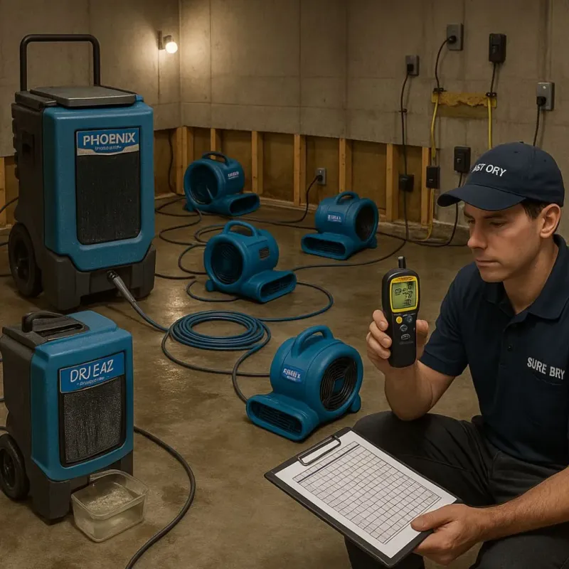 Structural Drying and Dehumidification process in Dunes City, OR